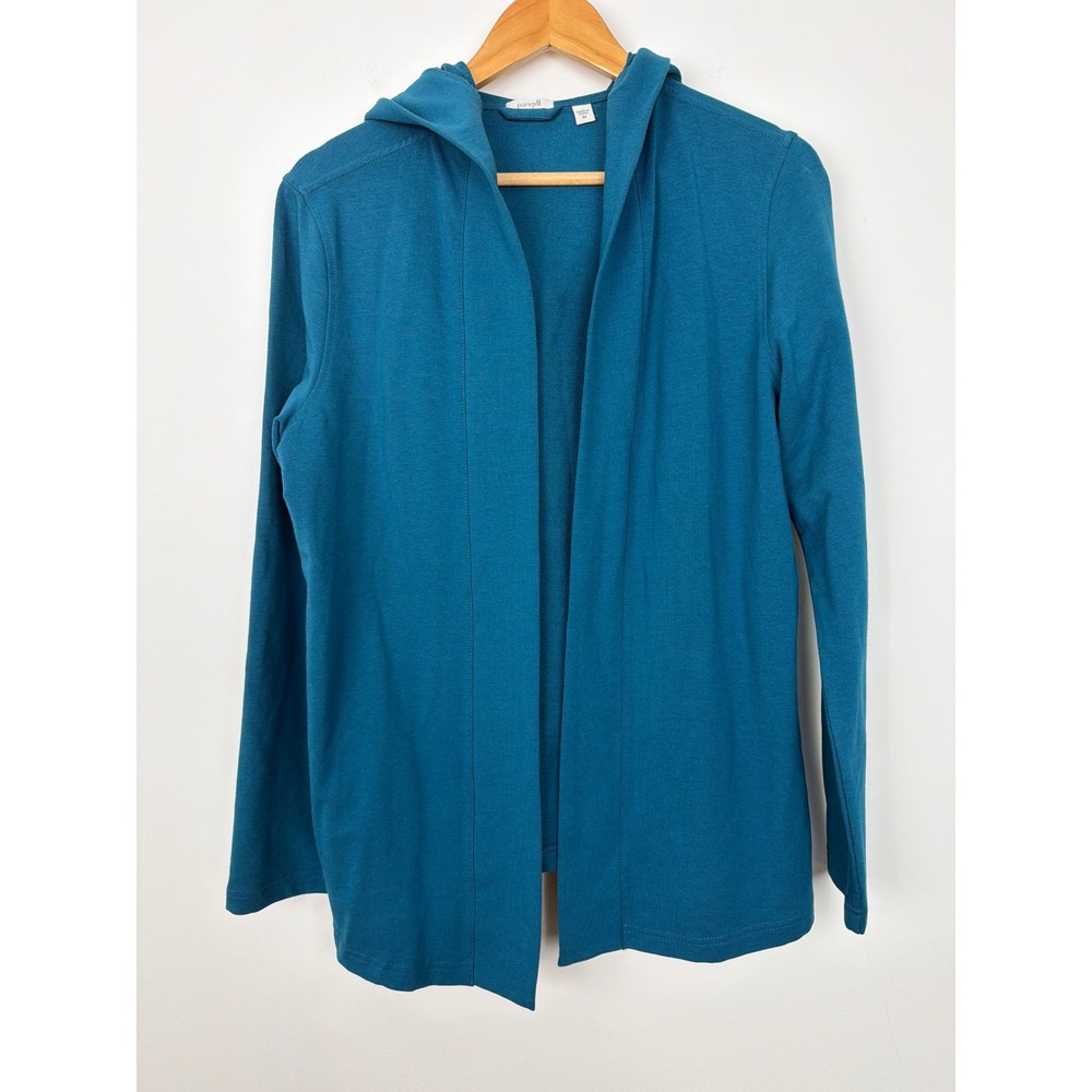 J. Jill Pure Jill Hooded Open Front Cardigan M Pima Cotton Casual Minimalist